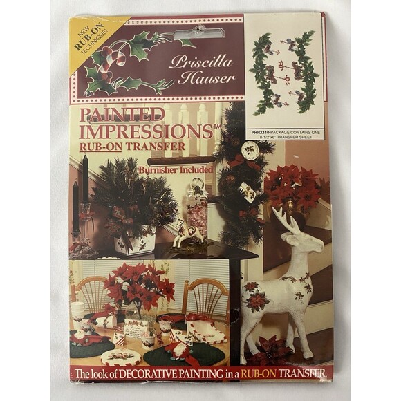 Lot Of 4) Priscilla Hauser Painted Impressions Christmas Rub-On Transfers NEW - Picture 5 of 8